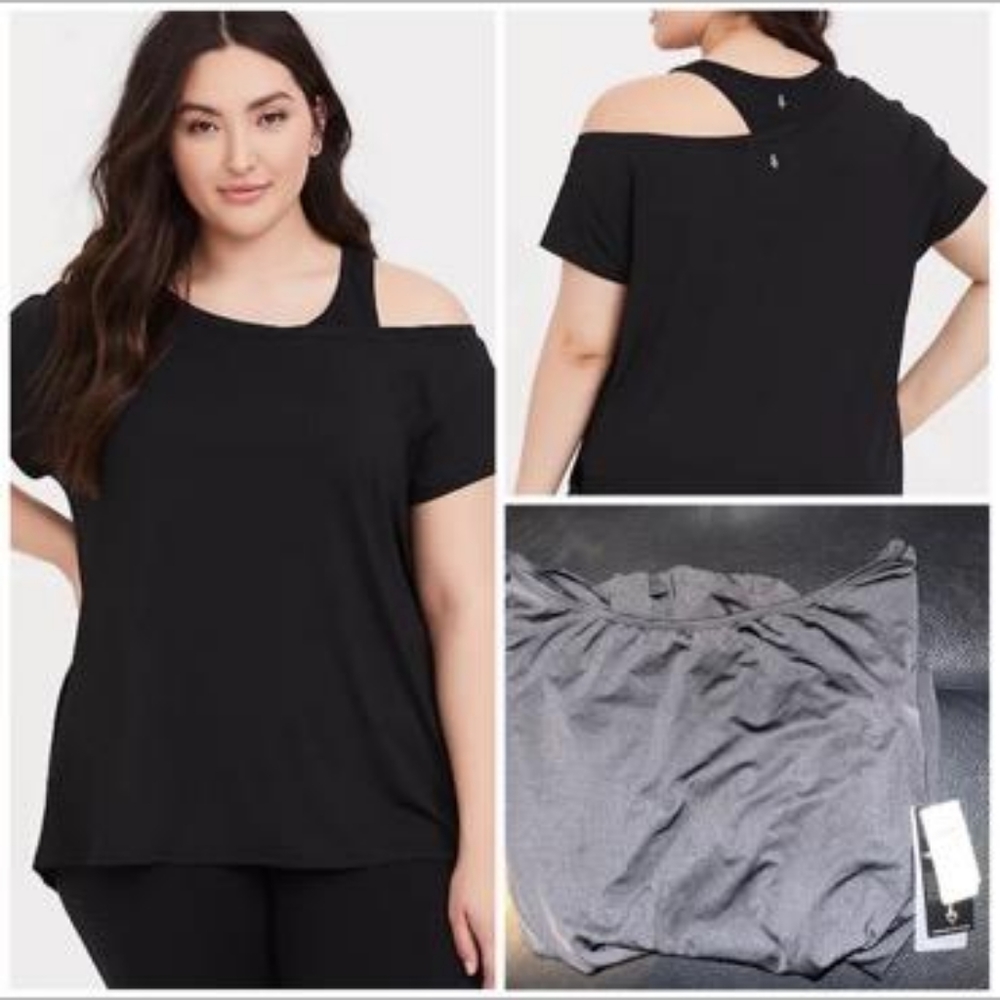 Performance Jersey Off-Shoulder Short Sleeve Active Tee